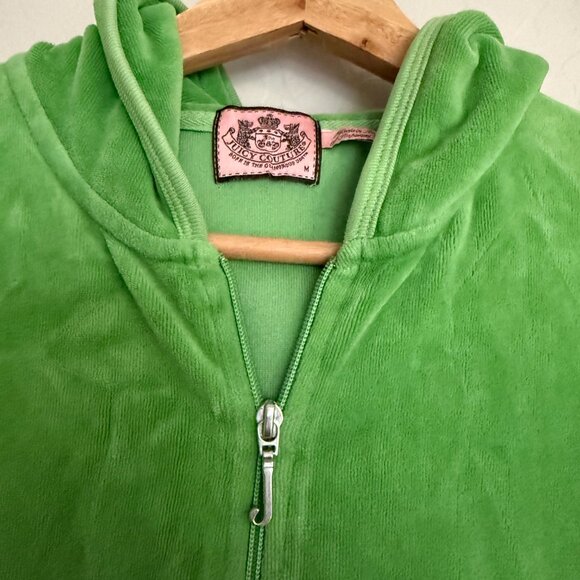 Vintage JUICY COUTURE Prep School Velour Jacket Womens Medium M Hoodie Green Y2K - Picture 6 of 14